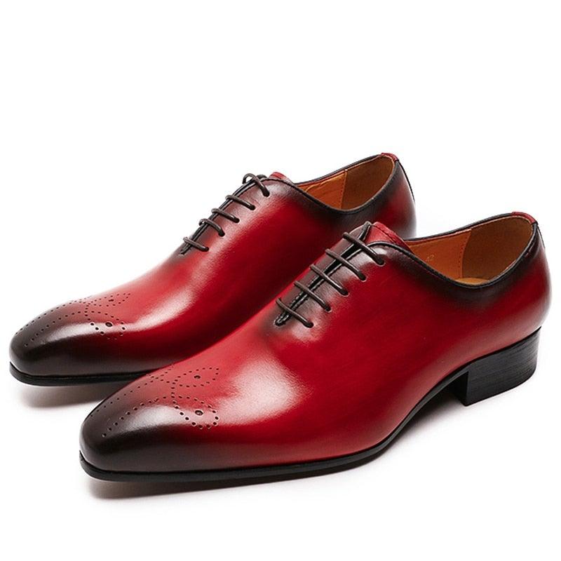 Men's Whole Cut Handmade Pointed Toe Oxfords - AM APPAREL