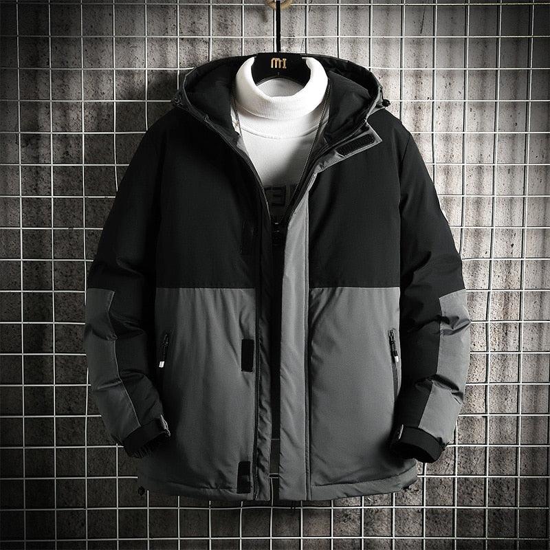 ML Men's Double-Color Patchwork Parka Coat - AM APPAREL