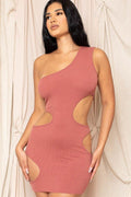 One Shoulder Cutout Mini Dress - AM APPAREL