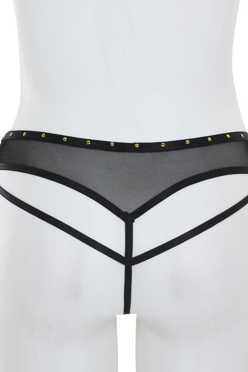 Open Cage Back Thong W/ Mesh - AM APPAREL