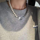Pearl Letter Beads Necklaces - AM APPAREL