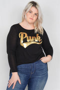 Plus Size "Punk" Graphic Print Long Sleeves Top - AM APPAREL