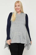 Plus Size Two Tone Knit, Sleeveless Top - AM APPAREL