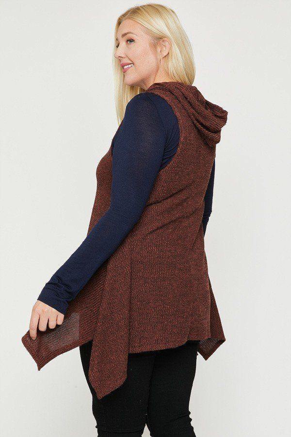 Plus Size Two Tone Knit, Sleeveless Top - AM APPAREL