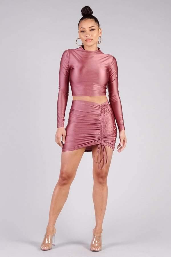 Sexy Ruched Mini Pencil Skirt - AM APPAREL
