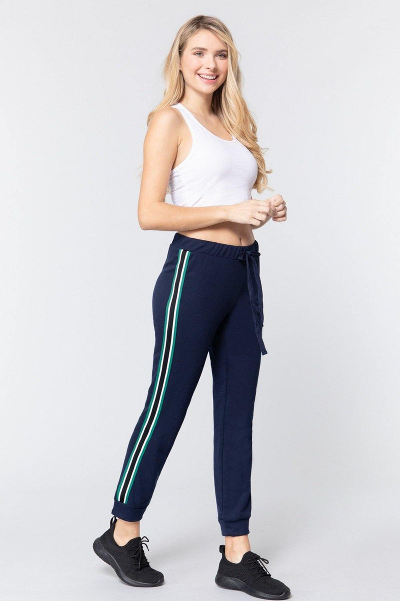 Side Stripe Tape French Terry Pants - AM APPAREL