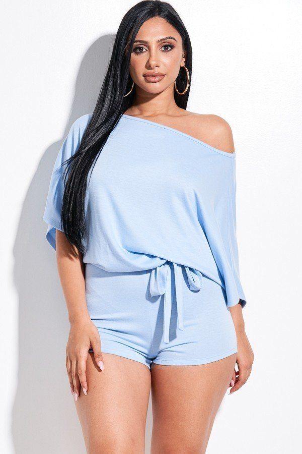 Solid French Terry Slouchy Romper With Tie Waist - AM APPAREL