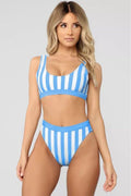 Striped Tank High Waist Bikini - AM APPAREL