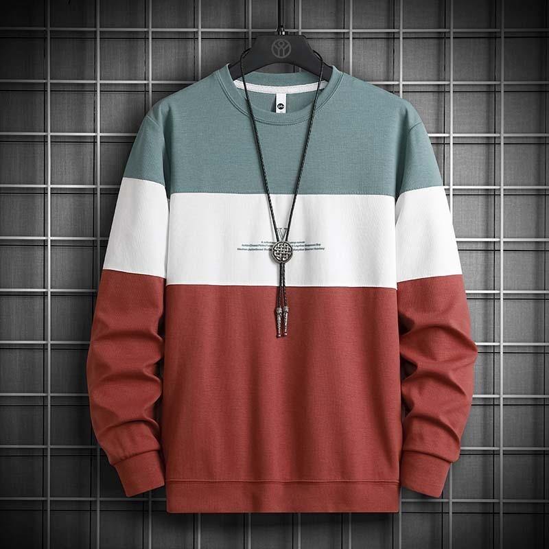 Tri-Color Loose Fit Round Neck Sweatshirts - AM APPAREL