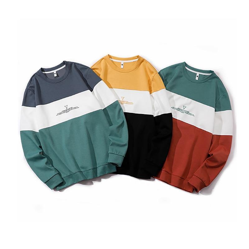 Tri-Color Loose Fit Round Neck Sweatshirts - AM APPAREL