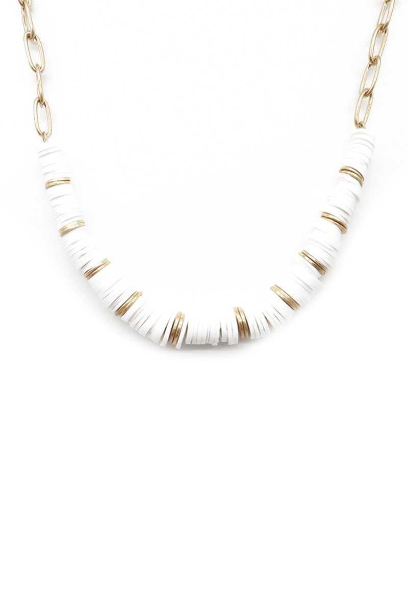 Two Tone Color Bead Necklace - AM APPAREL
