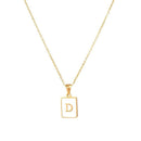 Unisex Square Letter Engraved Pendant Necklace - AM APPAREL