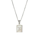 Unisex Square Letter Engraved Pendant Necklace - AM APPAREL