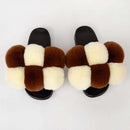 Women's Bubbly Faux Fur Slides - Mixed Colors - AM APPAREL