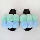 Women's Bubbly Faux Fur Slides - Mixed Colors - AM APPAREL