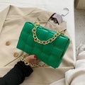 Women's Designer Leather Weave Flap Crossbody Handbag - AM APPAREL