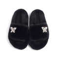 Women's Furry Slides W/ Butterfly Detail - AM APPAREL