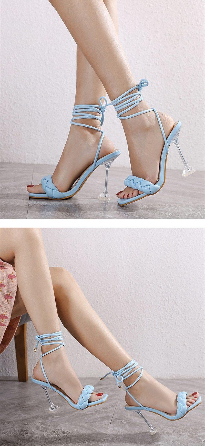 Women's Strap Open Toe Sanda Heels - AM APPAREL