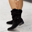 Women's Warm Zipper Winter Suede Boots - AM APPAREL