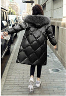 Women's Winter Fur Collar Warm Long Coat - AM APPAREL