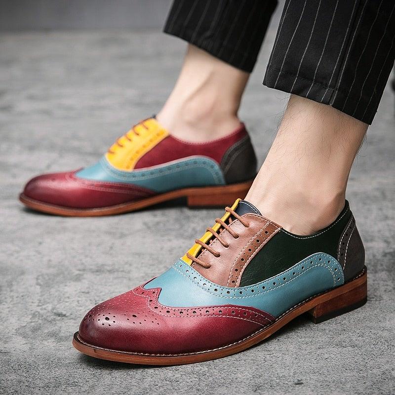 YRL Men's Multi Color PU Leather Oxfords - AM APPAREL