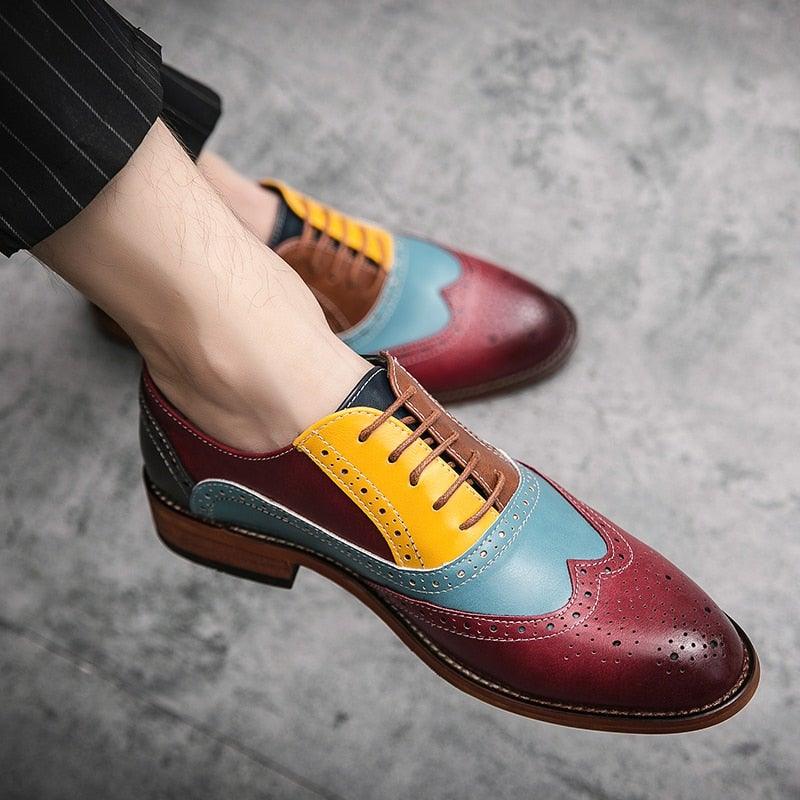 YRL Men's Multi Color PU Leather Oxfords - AM APPAREL